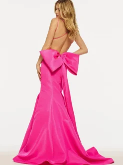 Robe de bal sirène col en V taffetas balayage nœuds robes de soirée formelles