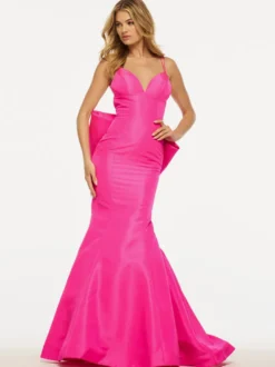 Robe de bal sirène col en V taffetas balayage nœuds robes de soirée formelles