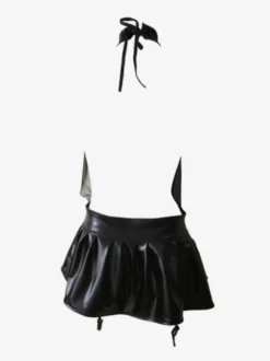 Robe de club noire dos nu décolleté licou mini robe sexy pour femme 2026