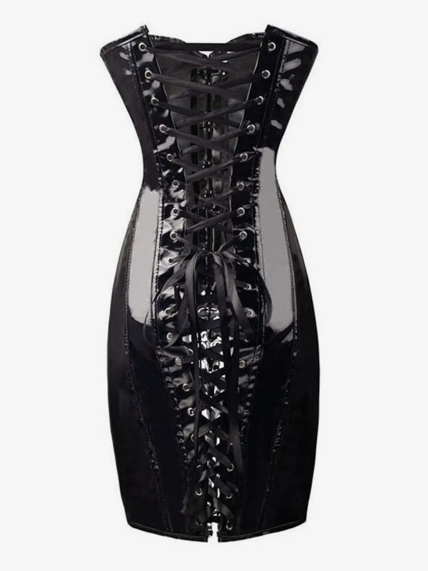 Robe De Club Pour Femmes Robe Sexy Sans Bretelles Noires À Lacets