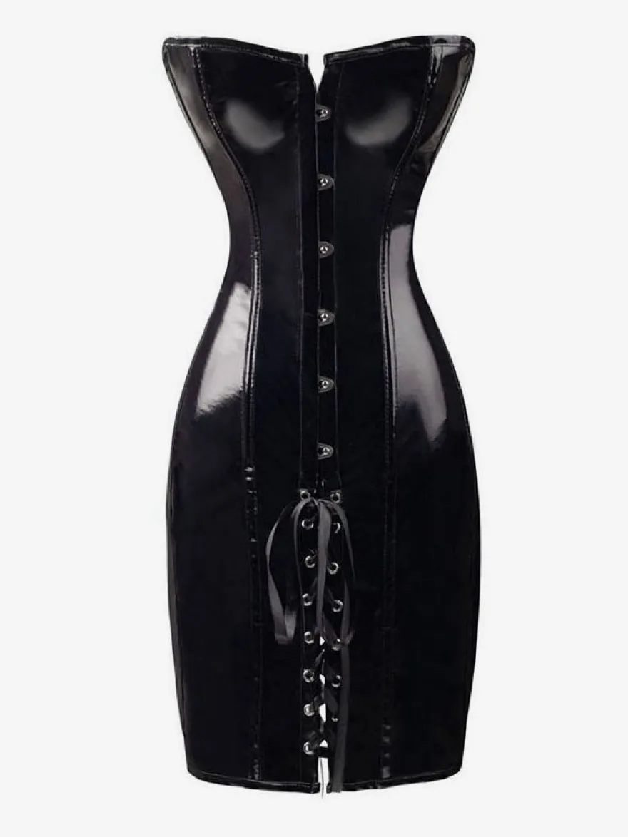 Robe De Club Pour Femmes Robe Sexy Sans Bretelles Noires À Lacets