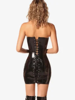 Robe De Club Pour Femmes Robe Sexy Sans Bretelles Noires À Lacets