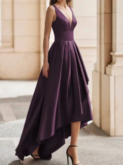 Robe de cocktail mariage robe de soirée col rond sans manche dos nu