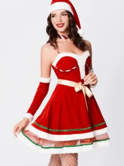 Robe de Cosplay rouge pour femmes vacances de noël fête de noël