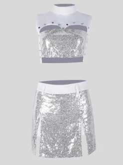 Robe de danse jazz pour femme costume de chanteuse tenue de DJ pour bar boîte de nuit et danse.