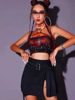 Robe de danse jazz tenue de danse pour femme costume de chanteuse DJ de bar et de boîte de nuit