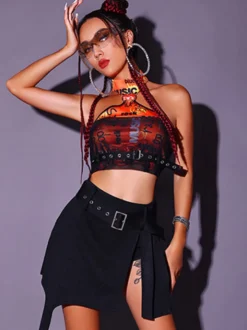 Robe de danse jazz tenue de danse pour femme costume de chanteuse DJ de bar et de boîte de nuit