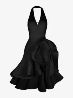 Robe de danse latine pour femme noire dos nu sans manches salsa tango costume de danse de salon