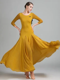 Robe de danse pour femmes dos nu grande balançoire costumes de danse de salon standard volants dans le dos robe de tango vêtements de danse de valse