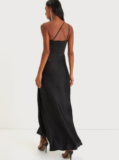 Robe de demoiselle d'honneur asymétrique à une épaule et à fente haute robe de bal sirène à fronces