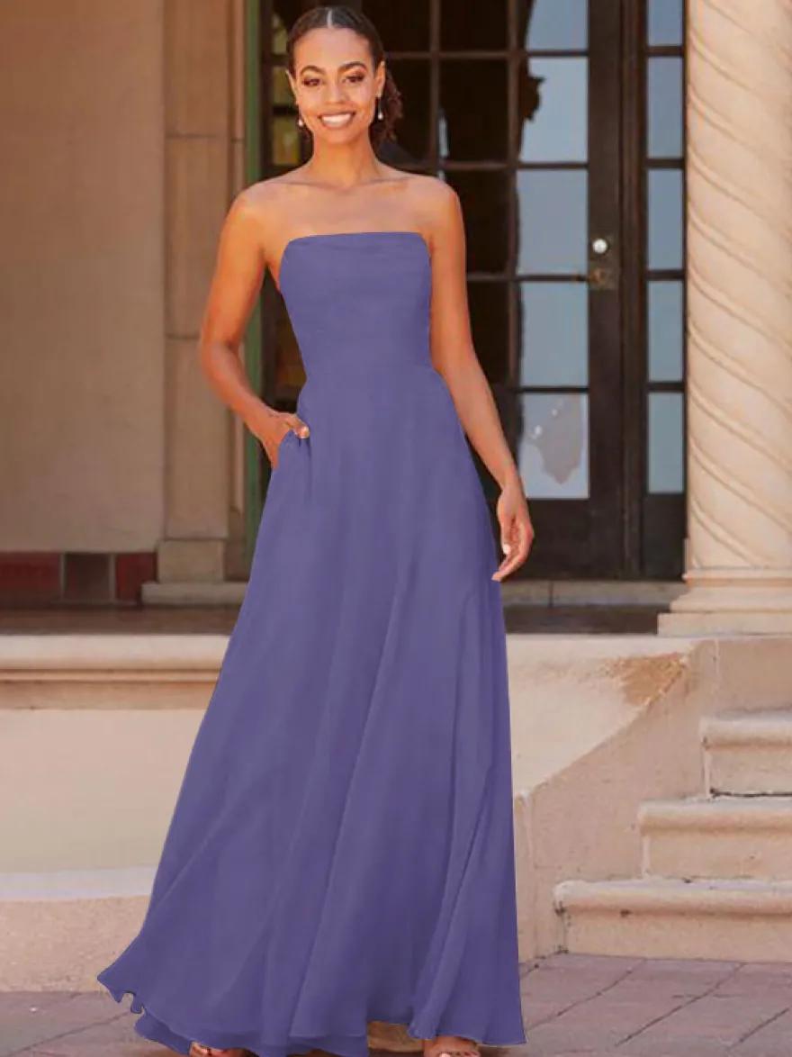Robe de demoiselle d'honneur A-ligne longueur au sol fermeture éclair en mousseline de soie robe de bal personnalisation gratuite