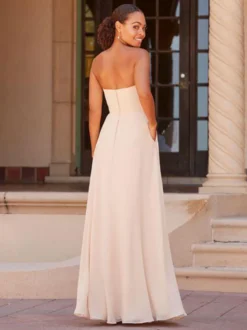 Robe de demoiselle d'honneur A-ligne longueur au sol fermeture éclair en mousseline de soie robe de bal personnalisation gratuite