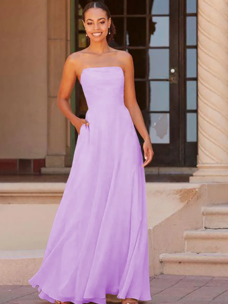 Robe de demoiselle d'honneur A-ligne longueur au sol fermeture éclair en mousseline de soie robe de bal personnalisation gratuite