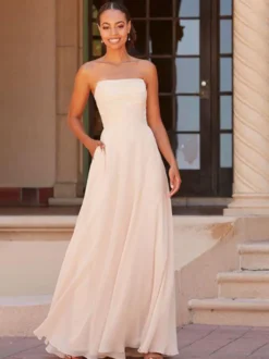 Robe de demoiselle d'honneur A-ligne longueur au sol fermeture éclair en mousseline de soie robe de bal personnalisation gratuite