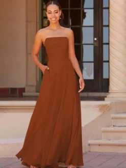 Robe de demoiselle d'honneur A-ligne longueur au sol fermeture éclair en mousseline de soie robe de bal personnalisation gratuite