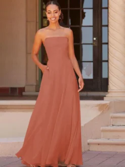 Robe de demoiselle d'honneur A-ligne longueur au sol fermeture éclair en mousseline de soie robe de bal personnalisation gratuite