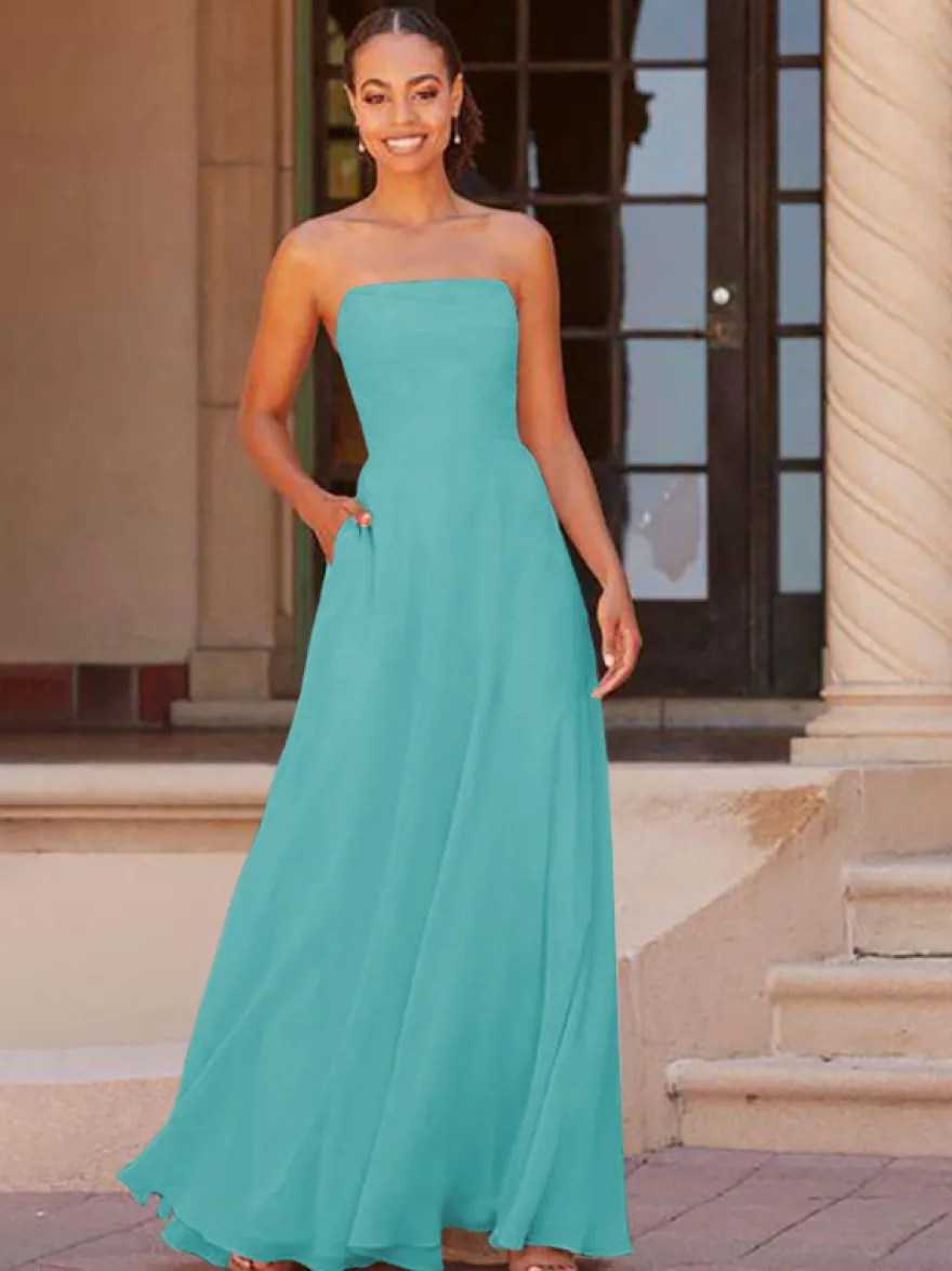 Robe de demoiselle d'honneur A-ligne longueur au sol fermeture éclair en mousseline de soie robe de bal personnalisation gratuite