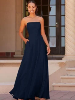 Robe de demoiselle d'honneur A-ligne longueur au sol fermeture éclair en mousseline de soie robe de bal personnalisation gratuite