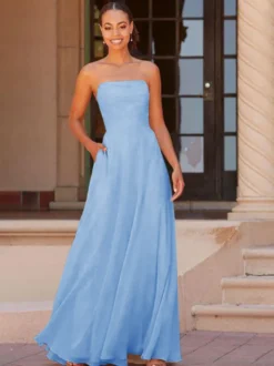 Robe de demoiselle d'honneur A-ligne longueur au sol fermeture éclair en mousseline de soie robe de bal personnalisation gratuite