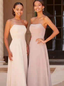 Robe de demoiselle d'honneur A-ligne longueur au sol fermeture éclair en mousseline de soie robe de bal personnalisation gratuite