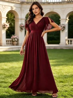 Robe de demoiselle d'honneur en mousseline coupe trapèze robe de bal longue robe maxi