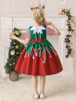 Robe de fête pour Noël en polyester en polyester polyester imprimé floral imprimement des vacances de Noël robe