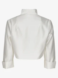 Robe de mariée blanche à manches 3/4 et décolleté en V en satin