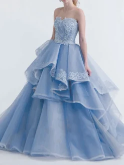 Robe de mariée bleue robe de mariage bustier zip sur dos à grande traîne