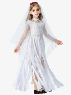 Robe de mariée gothique fantôme d'Halloween pour filles costume de sorcière vampire