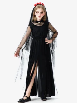 Robe de mariée gothique fantôme d'Halloween pour filles costume de sorcière vampire