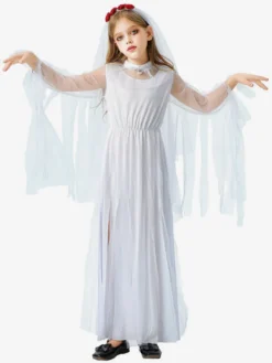 Robe de mariée gothique fantôme d'Halloween pour filles costume de sorcière vampire