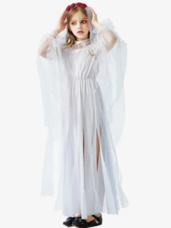 Robe de mariée gothique fantôme d'Halloween pour filles costume de sorcière vampire