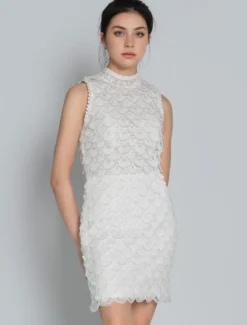 Robe de mariée 2 Pièces en dentelle Ivoire sans manches Robe de Mariée Simple Robes de mariée