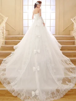 Robe de mariée princesse bustier décoré des pailletes laçage sur dos