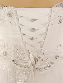 Robe de mariée princesse bustier décoré des pailletes laçage sur dos