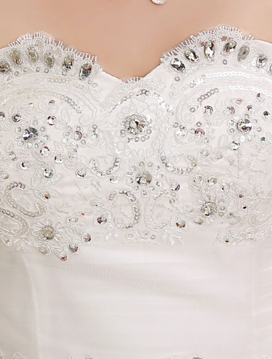 Robe de mariée princesse bustier décoré des pailletes laçage sur dos
