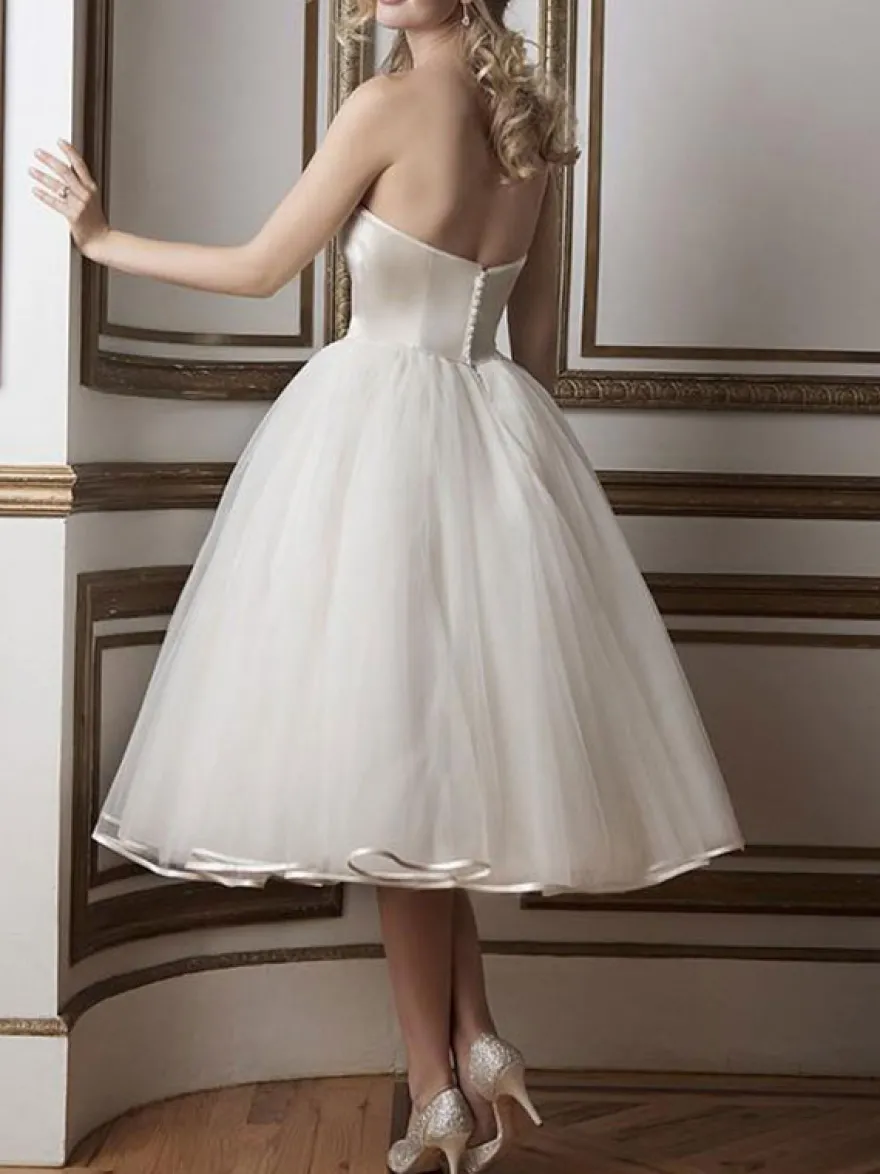Robe de mariée robe de mariage courte bustier boutonné sur dos