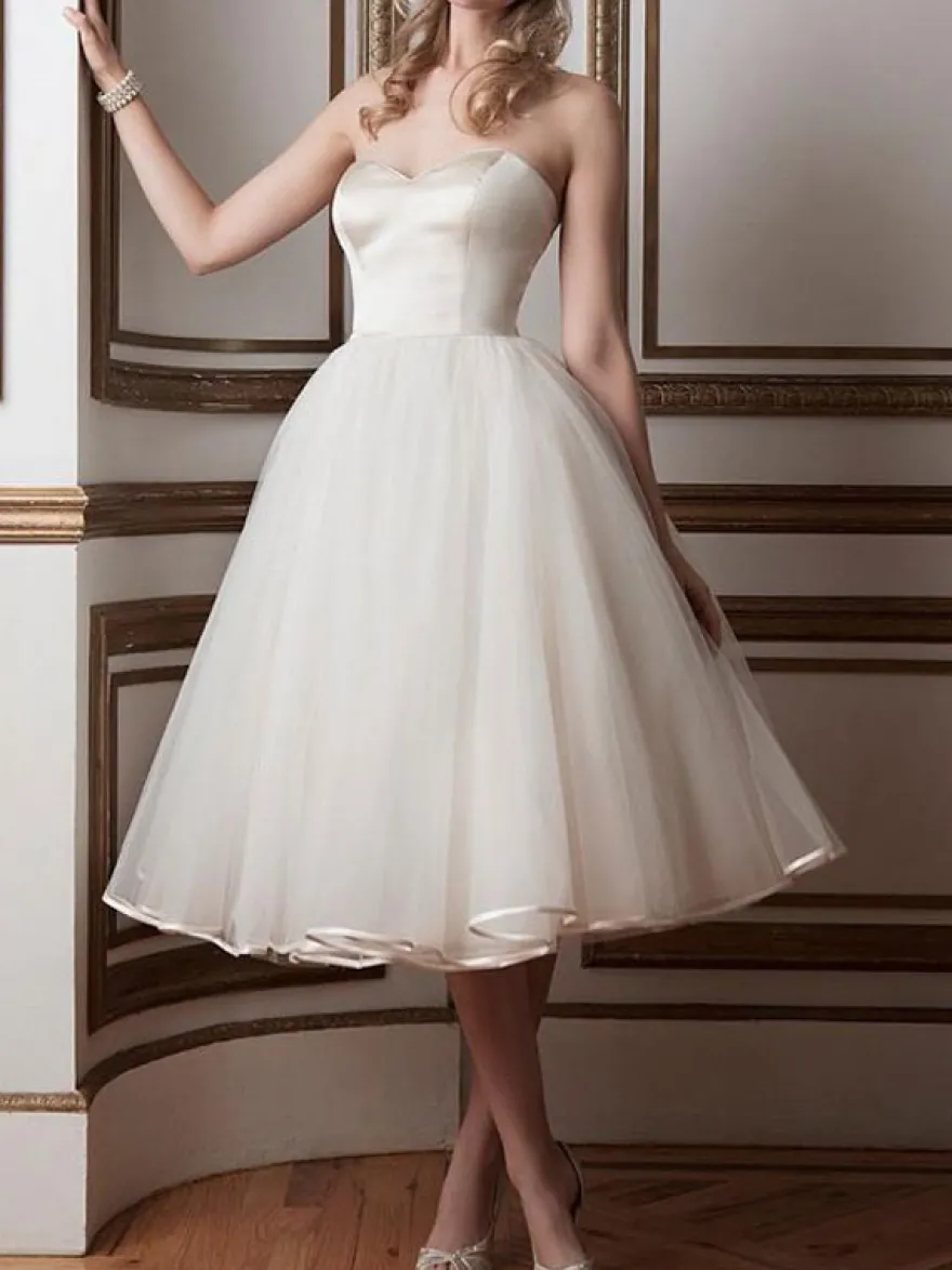 Robe de mariée robe de mariage courte bustier boutonné sur dos