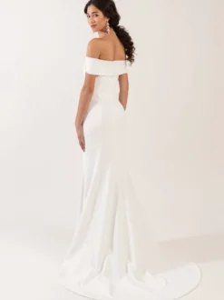 Robe de mariée simple blanche col bateau au sol robe de mariage