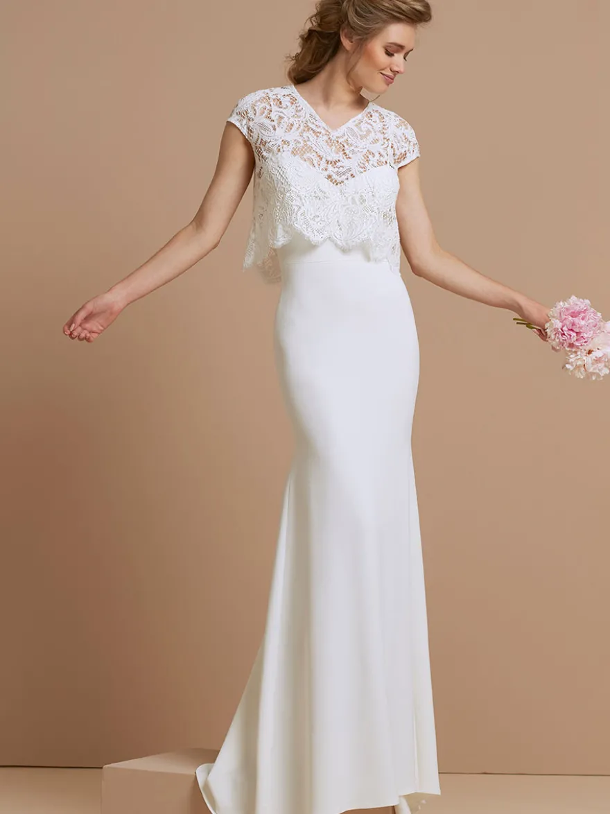 Robe de mariée simple en dentelle sirène Robe de mariée en deux pièces