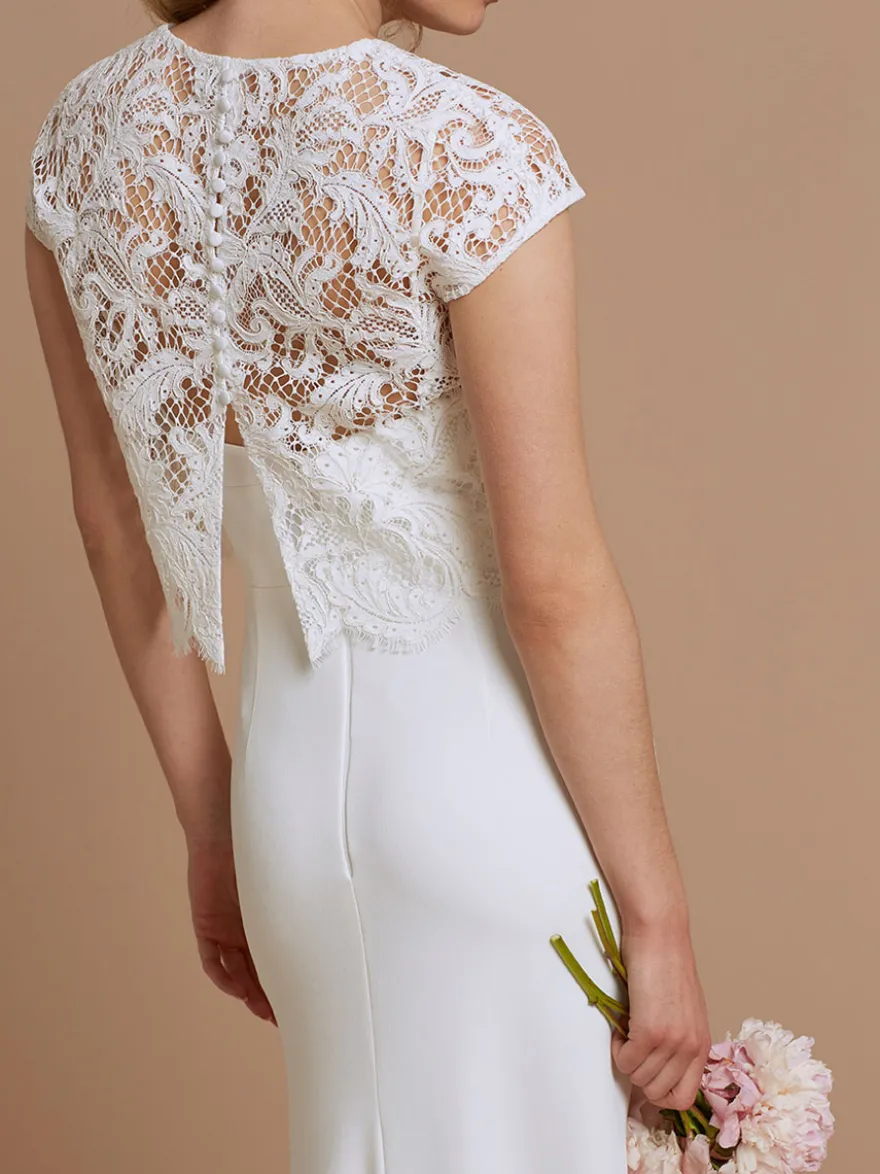 Robe de mariée simple en dentelle sirène Robe de mariée en deux pièces