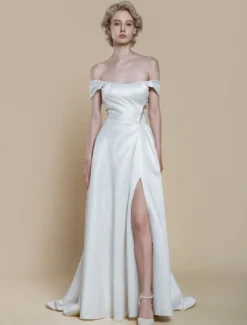 Robe de mariée simple robe de bal décolleté sans manches perles 20 cm