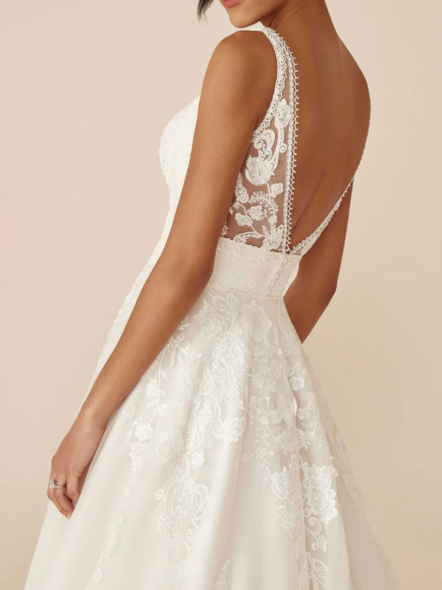 Robe de mariée simple robe de mariage col V décolleté à traîne