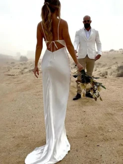 Robe de mariée simple sirène sans bretelles plissée sans manches 45 cm robes de mariée