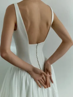 Robe de mariée simple taille basque robe de bal col carré sans manches 50 cm robes de mariée