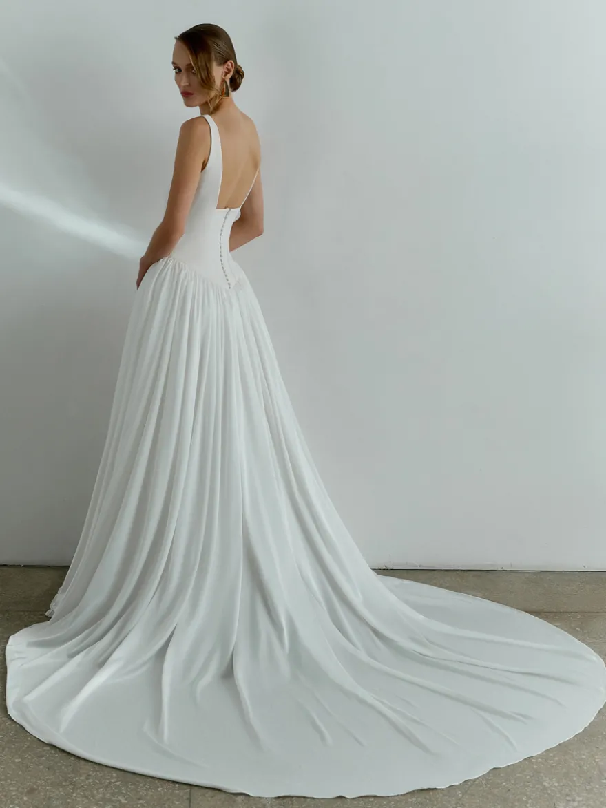 Robe de mariée simple taille basque robe de bal col carré sans manches 50 cm robes de mariée