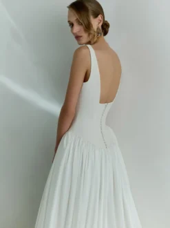 Robe de mariée simple taille basque robe de bal col carré sans manches 50 cm robes de mariée
