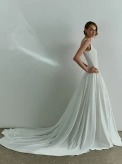 Robe de mariée simple taille basque robe de bal col carré sans manches 50 cm robes de mariée