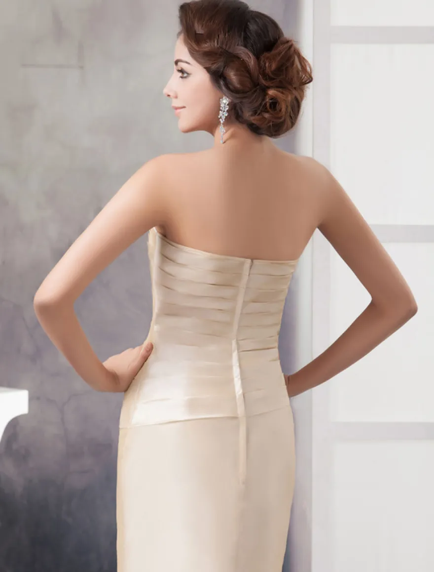 Robe de mère de mariée sirène champagne en satin deux pièces longueur au sol robe d'invitée