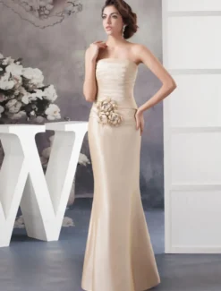 Robe de mère de mariée sirène champagne en satin deux pièces longueur au sol robe d'invitée